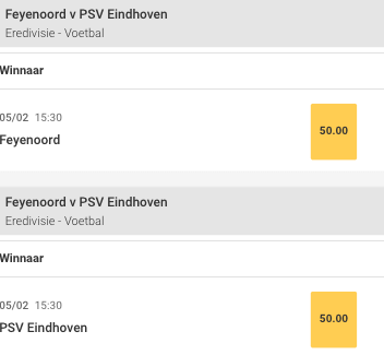 Circus Super odds Feyenoord - PSV