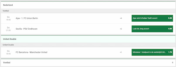 Unibet Uniboost voorbeeld