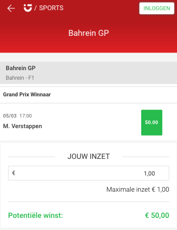 Circus super odds Max Verstappen Bahrein