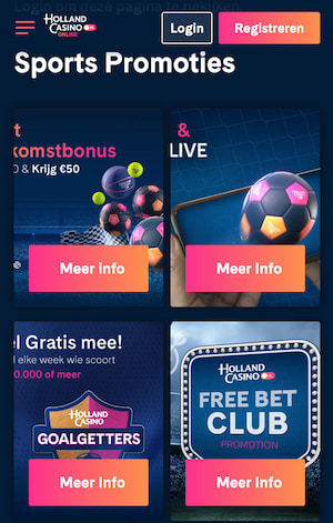 Holland Casino mobiele website