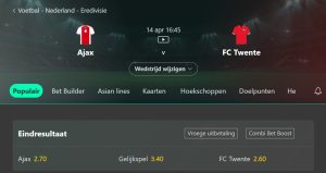 odds Ajax - FC Twente