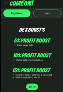 elke maandag profit Boost Comeon