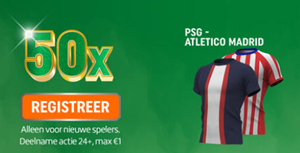 50x welkomstbonus Toto. PSG-Atletico Madrid