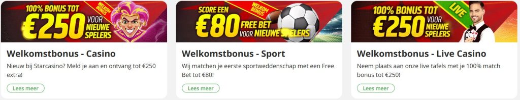 Starcasino welkomstbonus voor sport en casino