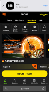 mobiel wedden op de 888 app