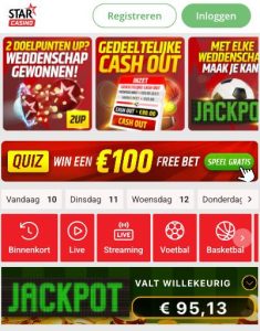 Starcasino mobiele interface 